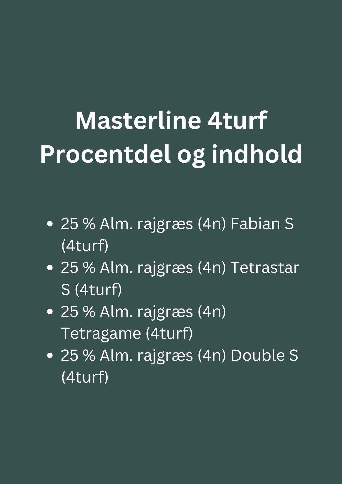 Masterline 4turf 100 giver en stærk og robust græsplæne, der holder – også under tørke og pres fra sygdomme