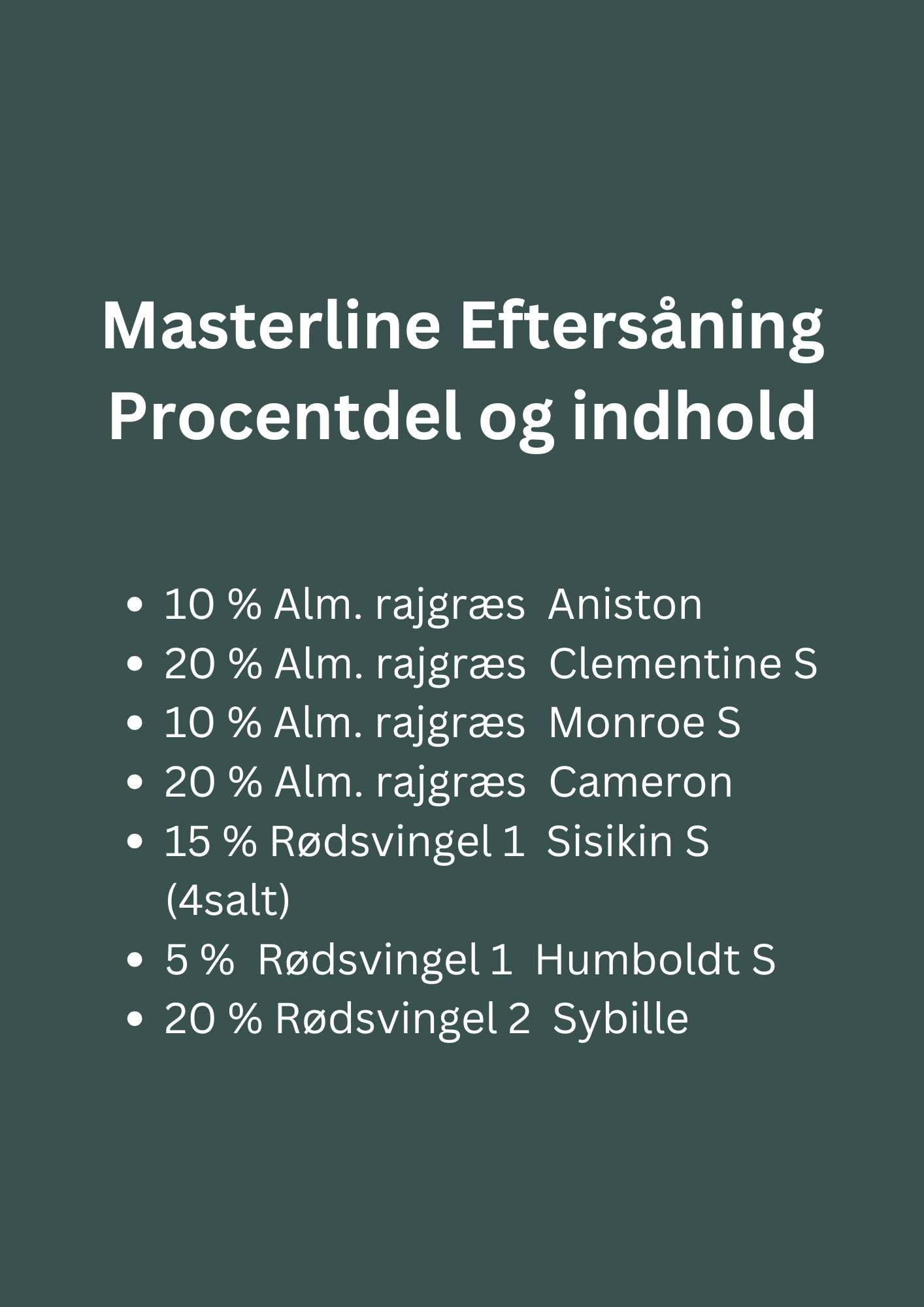 Masterline Eftersåning sikrer en hurtig og ensartet etablering i topkvalitet