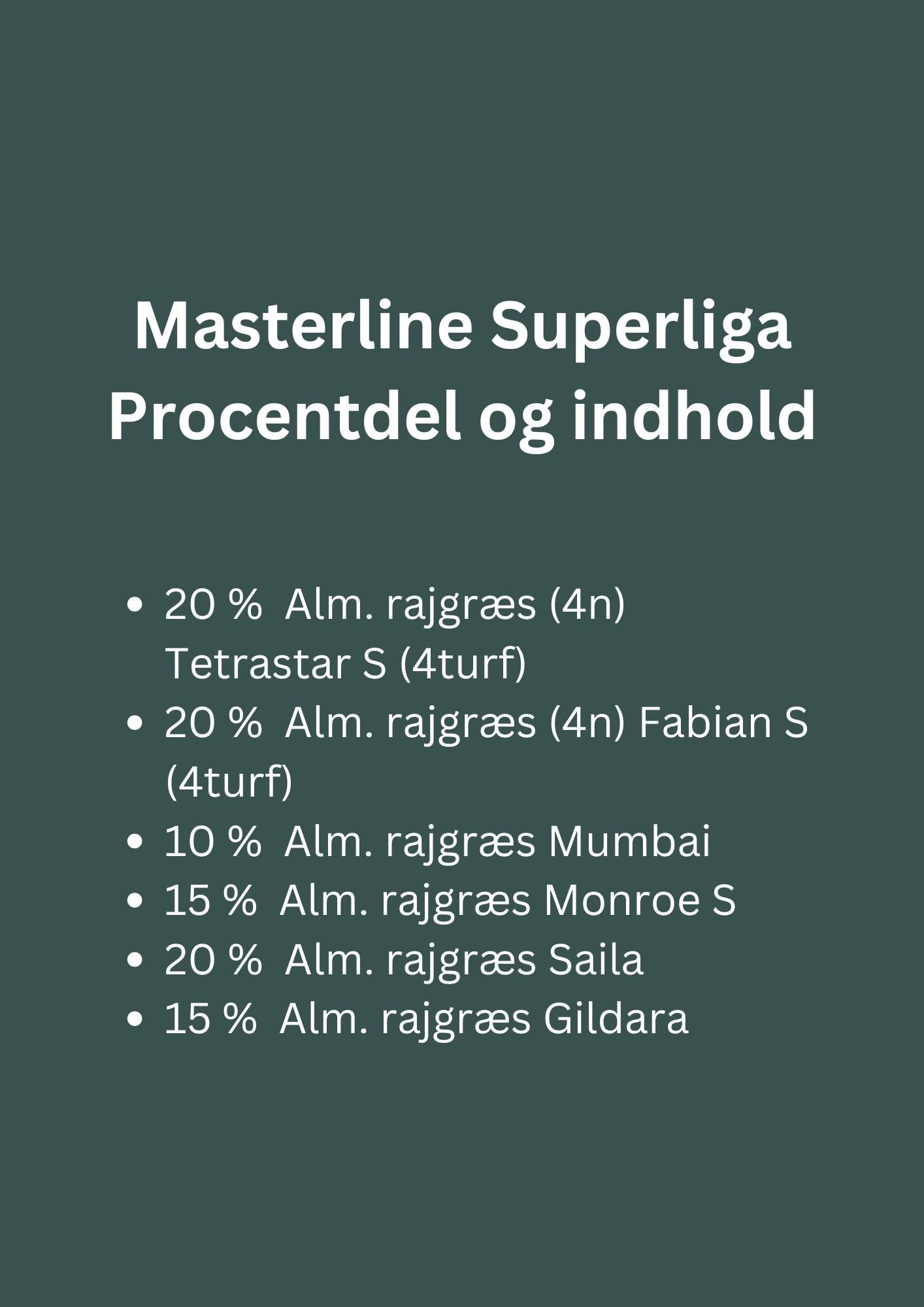 Masterline Superliga giver en stærk og sund græsplæne med høj slidstyrke og god evne til at klare skygge